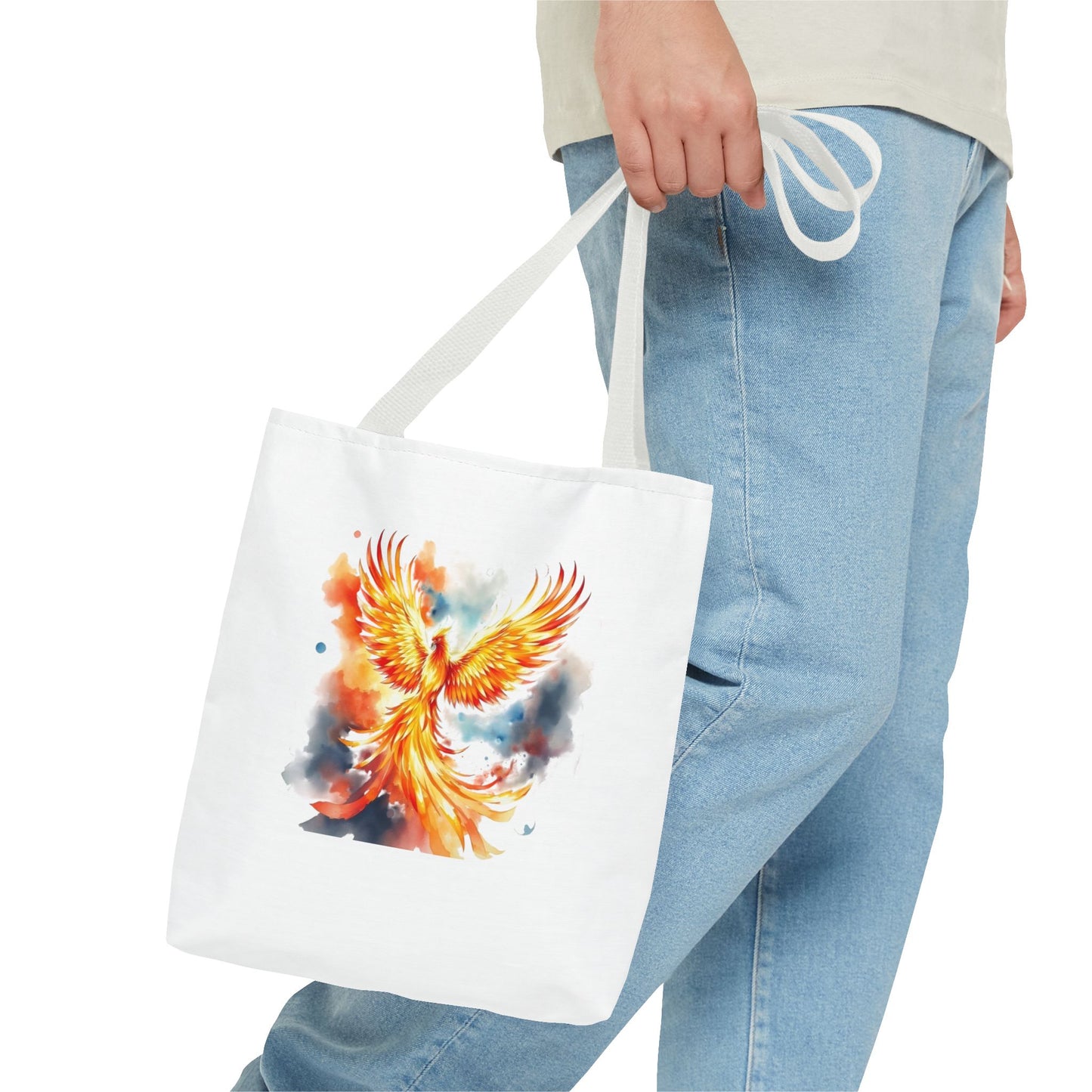 Phoenix Watercolor Tote Bag – Vibrant Rising Bird All-Over Print Tote