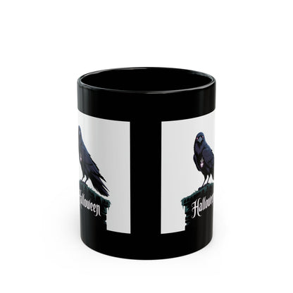 Halloween Raven Black Mug - Perfect for Spooky Season, Unique Gift, Coffee Lover, Holiday Decor, Halloween Enthusiast