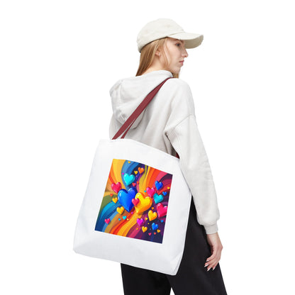 Colorful Heart Burst Tote Bag — Rainbow Love All-Over Print