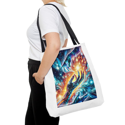 Cosmic Hands Tote Bag — Vibrant Galaxy Art Tote for Everyday, Beach & Gifts