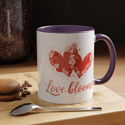 Love Blooms Accent Coffee Mug — Floral Heart 11/15oz