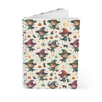 Witchy Cute Spiral Notebook — Halloween Witch Pattern Journal