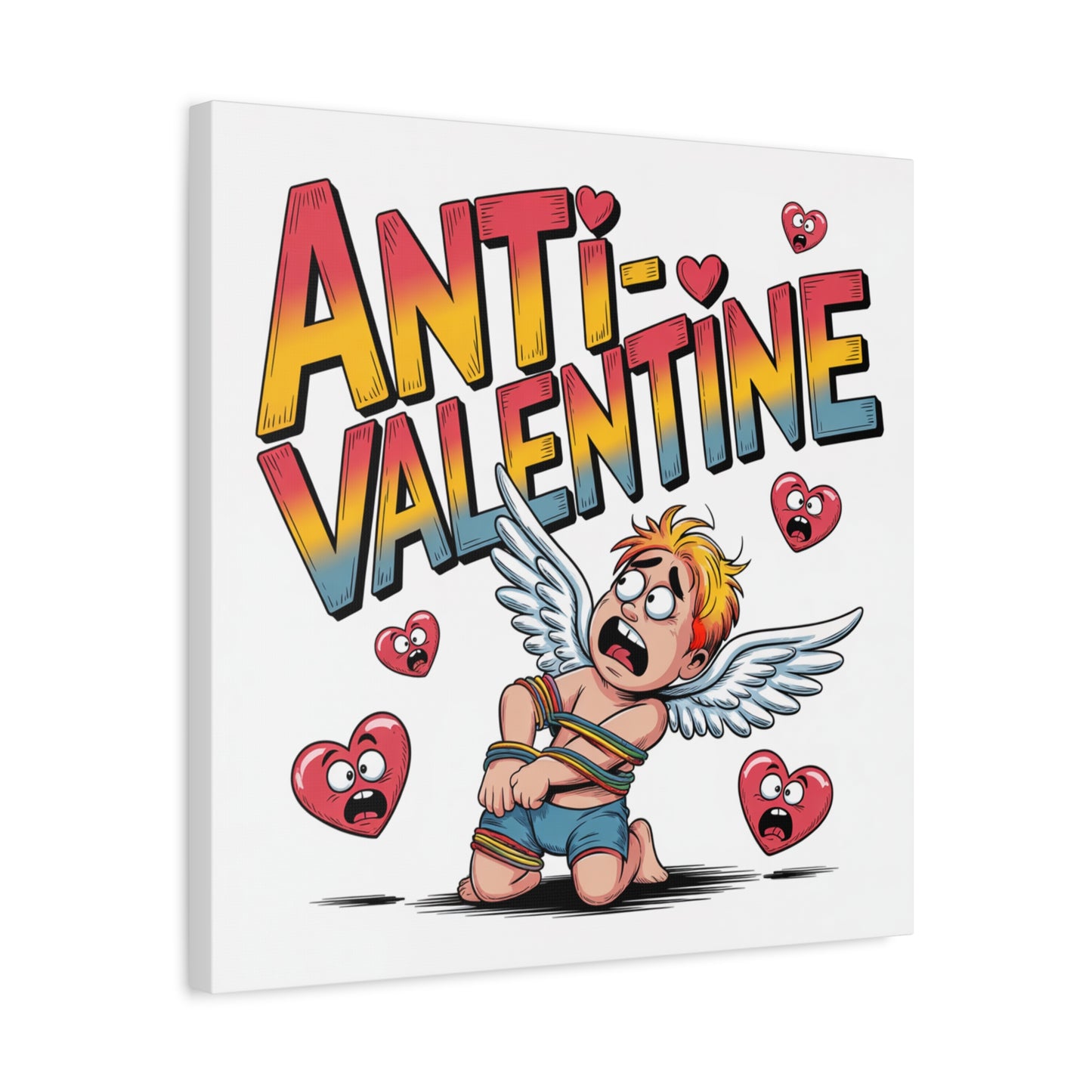 Anti-Valentine Canvas Wall Art — Funny Anti Cupid Stretched Matte Print