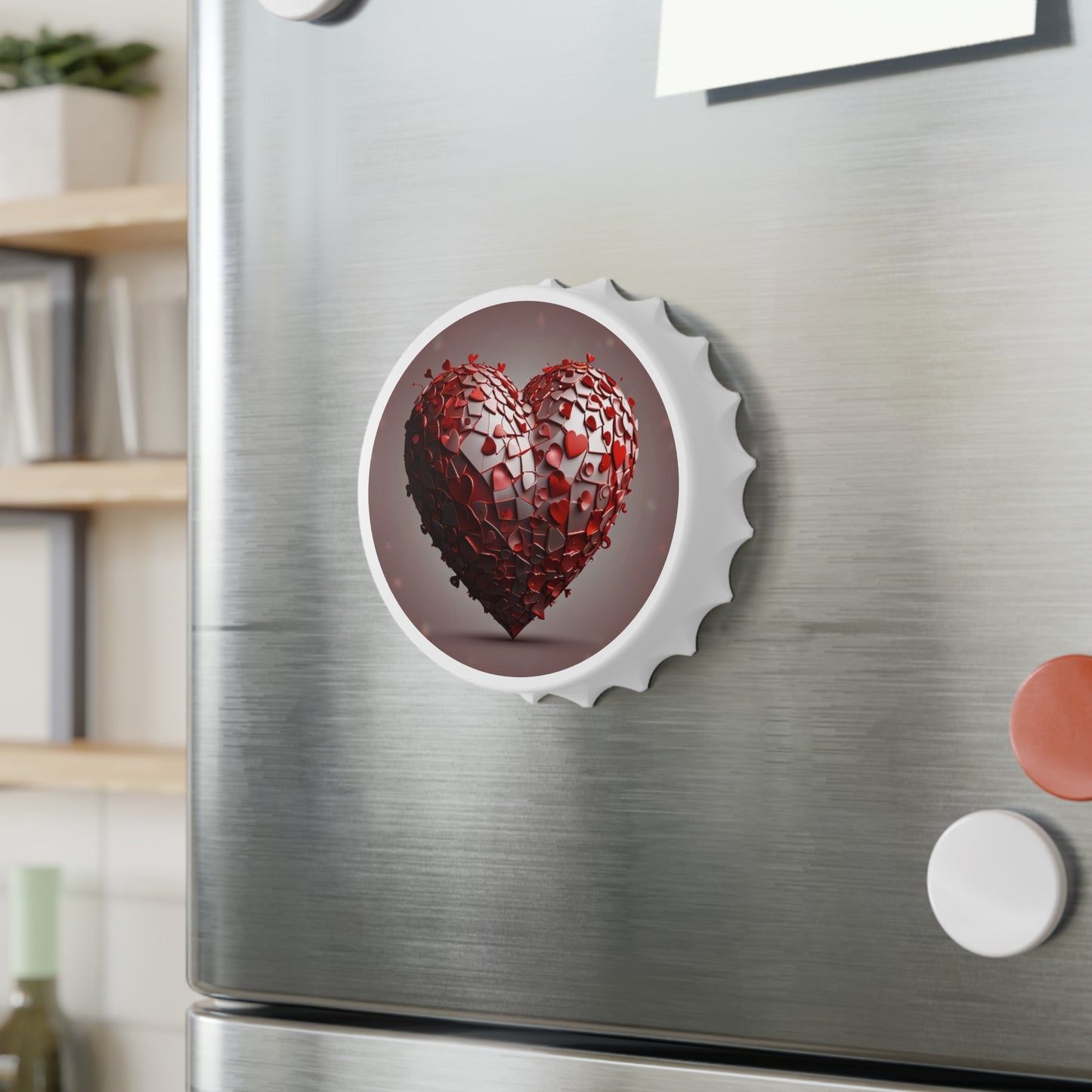 Bottle Opener — Heart Mosaic Design | Valentine Romantic Bar Tool