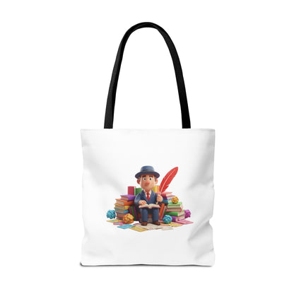 Tote — Cute Bookworm Writer Illustration Tote Bag