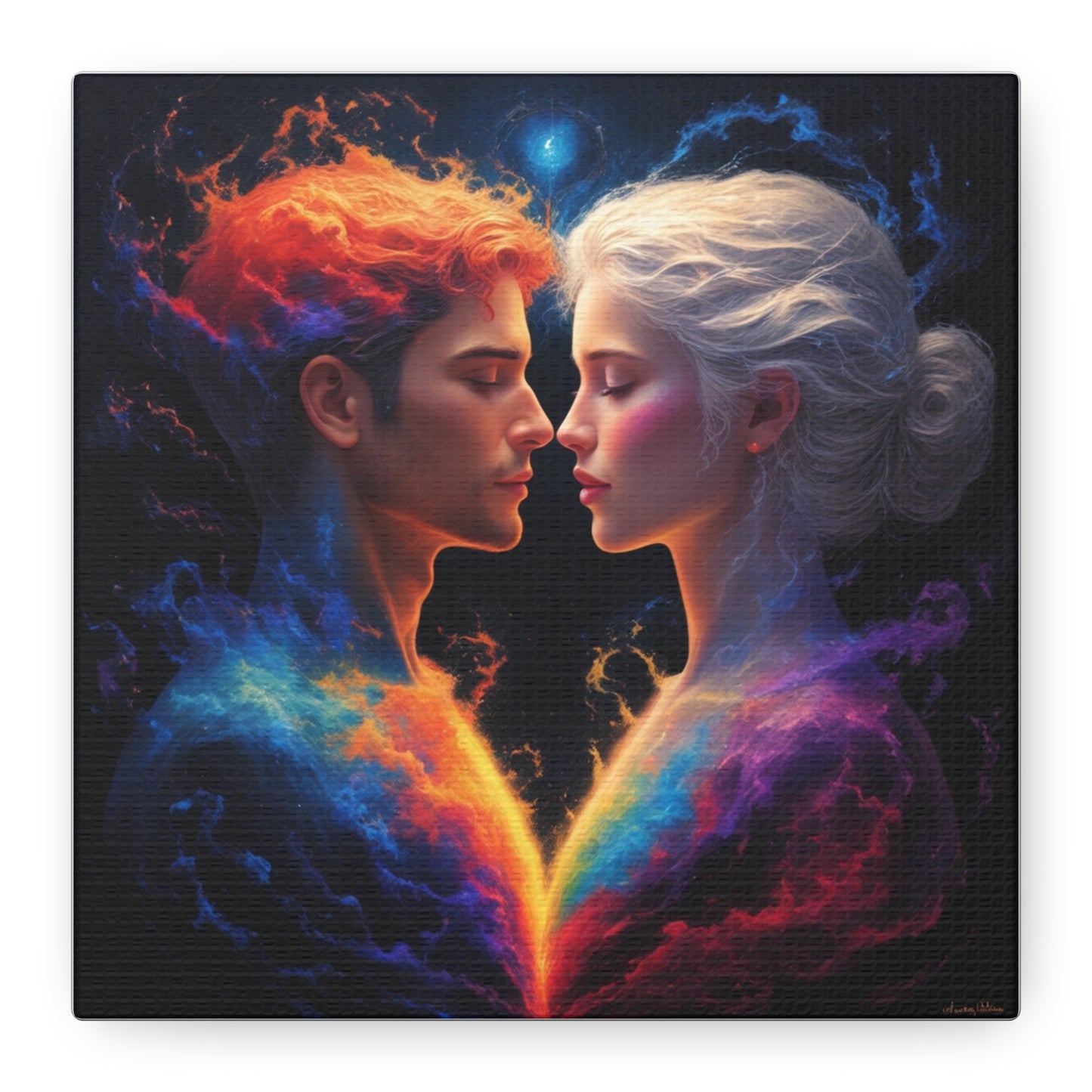 Cosmic Lovers Matte Canvas Art — Fire & Ice Romantic Wall Decor