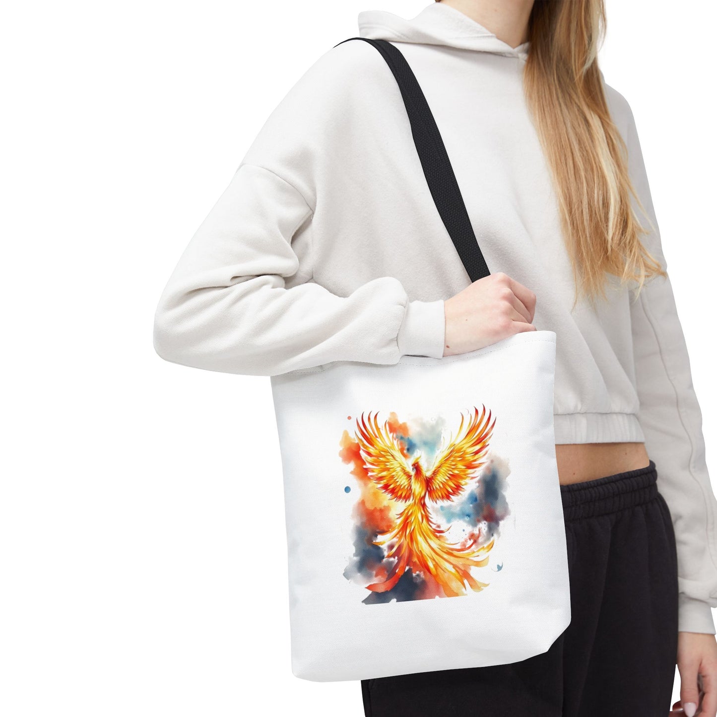 Phoenix Watercolor Tote Bag – Vibrant Rising Bird All-Over Print Tote