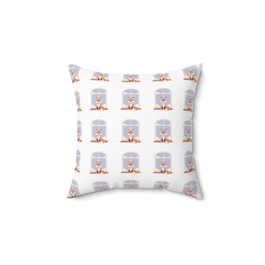 Cozy Window Cat Pattern Pillow — Winter Cat Decorative Throw