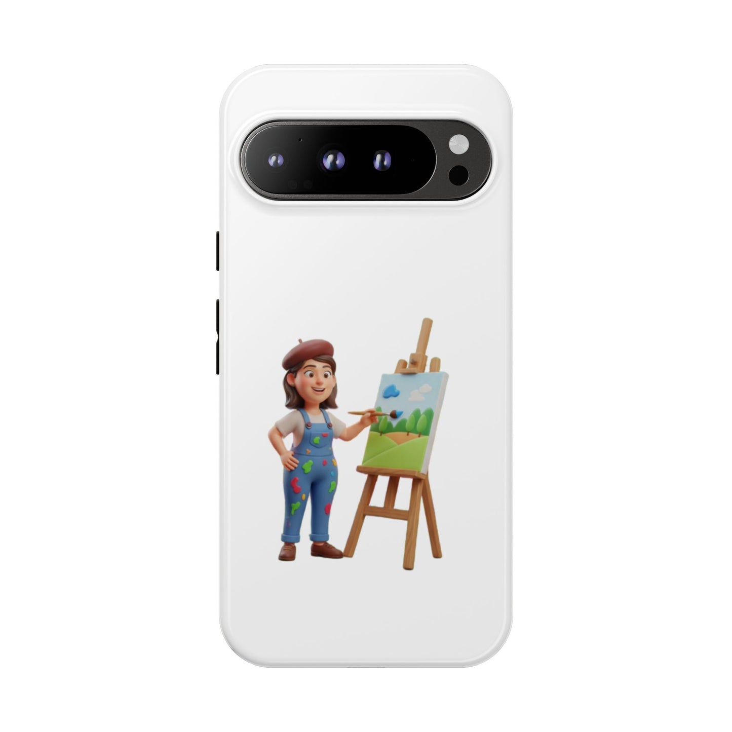 Google Artist Painting Phone Case — Cute Female Painter Illustration Phone Cover