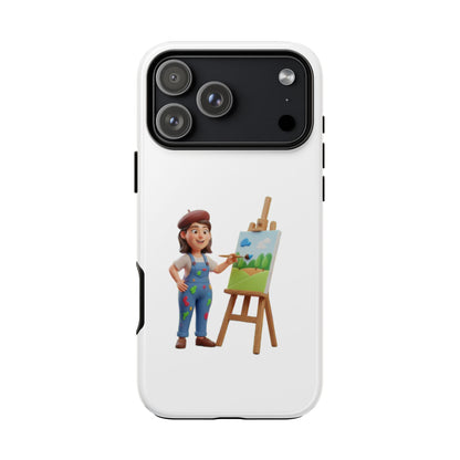 iPhone Artist Painter Phone Case — Cute Female Artist with Easel Protective iPhone Cover