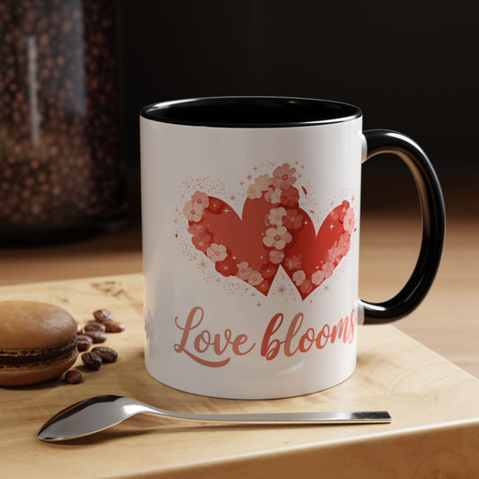 Love Blooms Accent Coffee Mug — Floral Heart 11/15oz