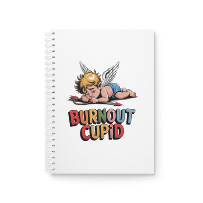 Burnout Cupid Spiral Notebook — Cute Tired Cupid Illustration Journal