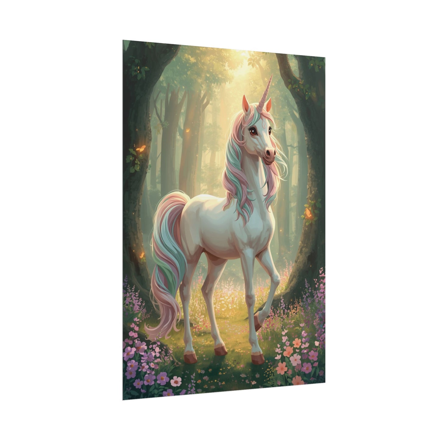 Unicorn Forest Poster — Magical Pastel Unicorn Wall Art