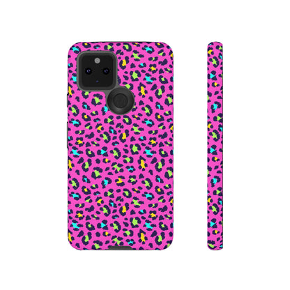 Funda resistente para teléfono Google Pink Neon Leopard: protector con estampado animal brillante