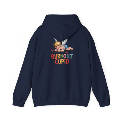 Burnout Cupid Hoodie — Cute Tired Cupid Graphic Pullover