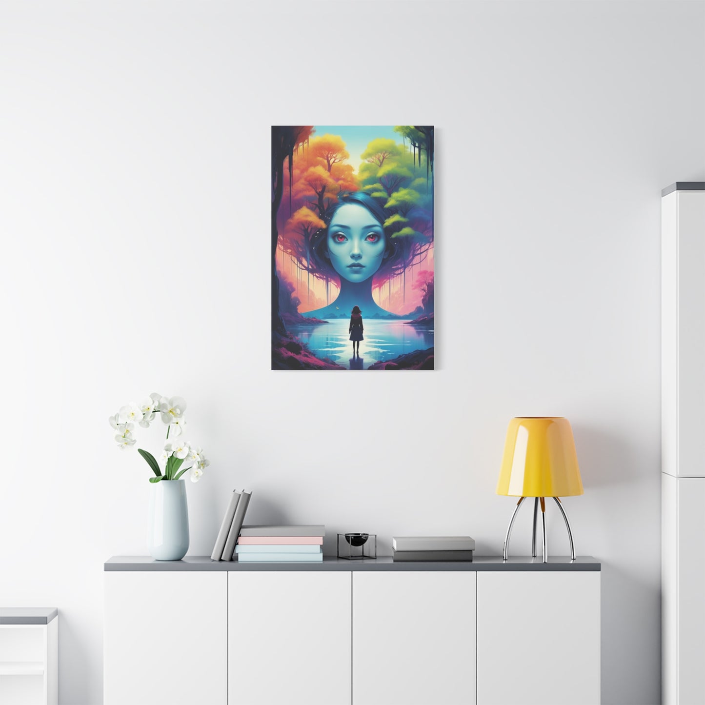 Surreal Blue Muse Canvas Art — Matte Stretched Wall Decor