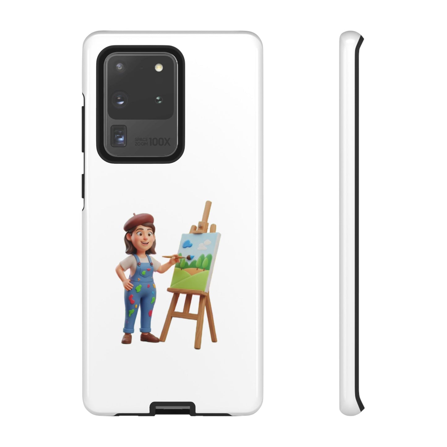 Samsung Handyhülle mit Künstlermotiv – Schutzhülle mit niedlicher Illustration einer Malerin