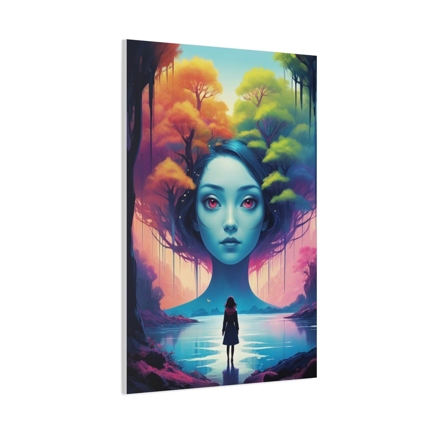 Surreal Blue Muse Canvas Art — Matte Stretched Wall Decor