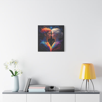 Cosmic Lovers Matte Canvas Art — Fire & Ice Romantic Wall Decor