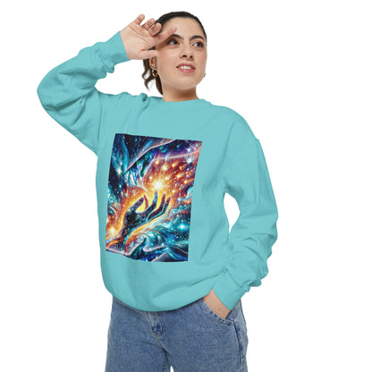 Galaxy Touch Sweatshirt — Cosmic Hands Astral Art Crewneck