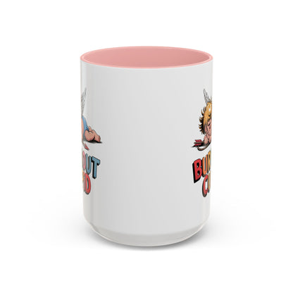 Burnout Cupid Coffee Mug — Cute Tired Cupid Accent Mug (11/15 oz)