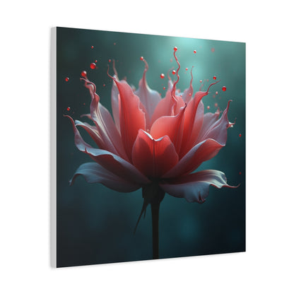 Red Lotus Matte Canvas Wall Art — Stretched 1.25" Floral Print