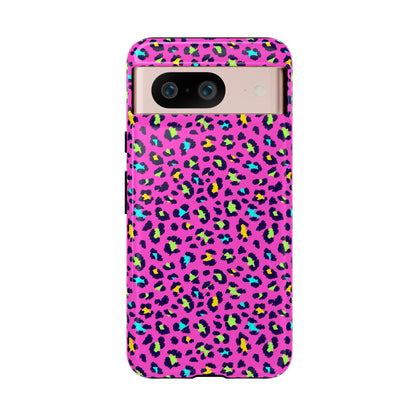 Funda resistente para teléfono Google Pink Neon Leopard: protector con estampado animal brillante