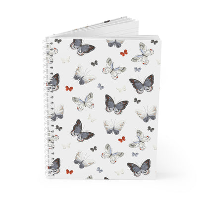 Cuaderno espiral con estampado de mariposas: diario de inspiración floral para la escuela, notas y regalos.