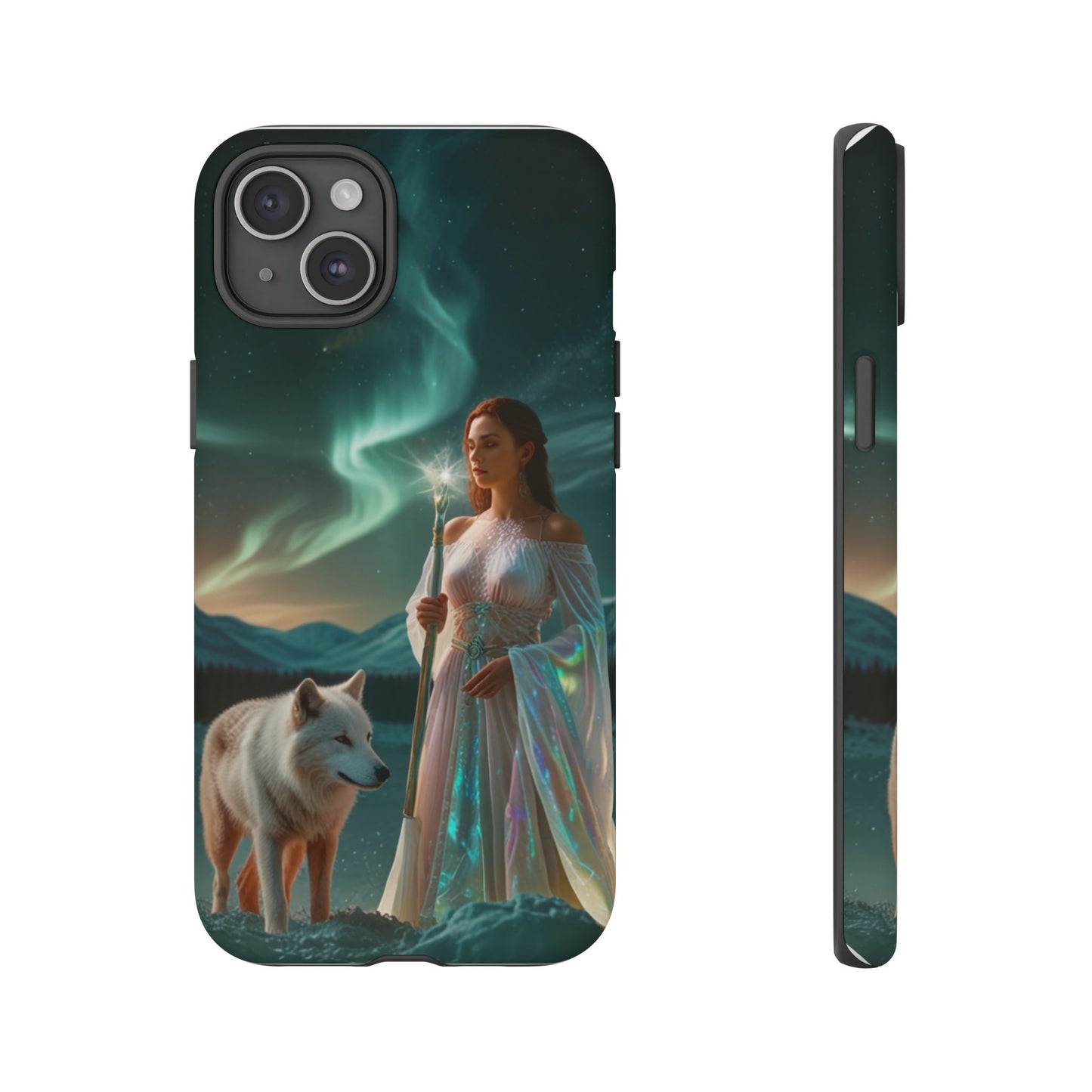 iPhone Mystic Guardian Phone Case — Aurora Wolf Woman Protective Cover