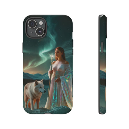 iPhone Mystic Guardian Phone Case — Aurora Wolf Woman Protective Cover