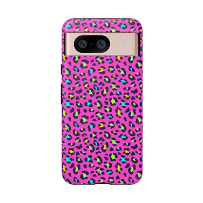 Funda resistente para teléfono Google Pink Neon Leopard: protector con estampado animal brillante