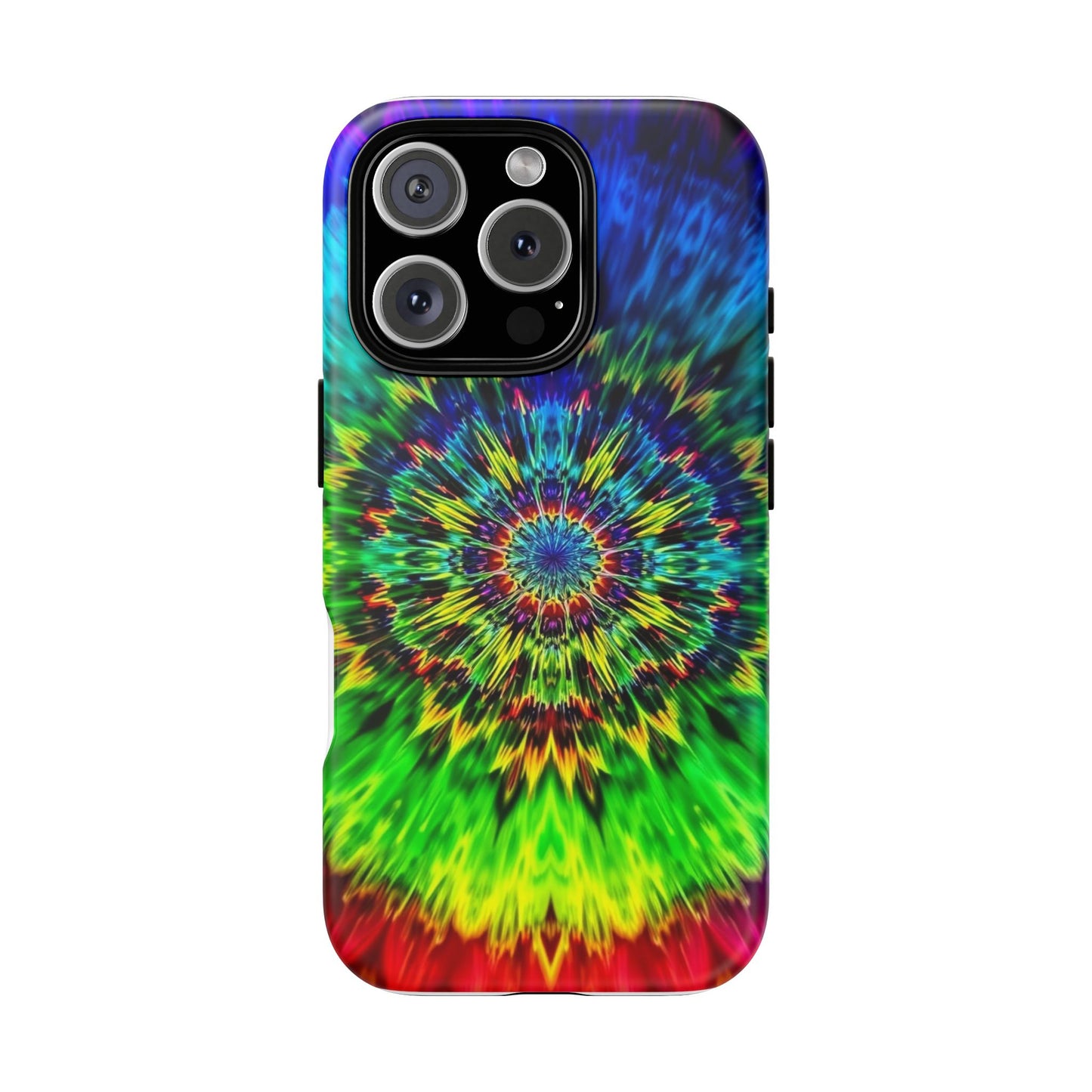Funda resistente para teléfono con diseño de mandala psicodélico: protección vibrante con efecto tie-dye