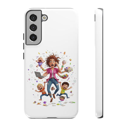 Samsung Mom Life Phone Case — Funny Juggling Mom Illustration Protective Case