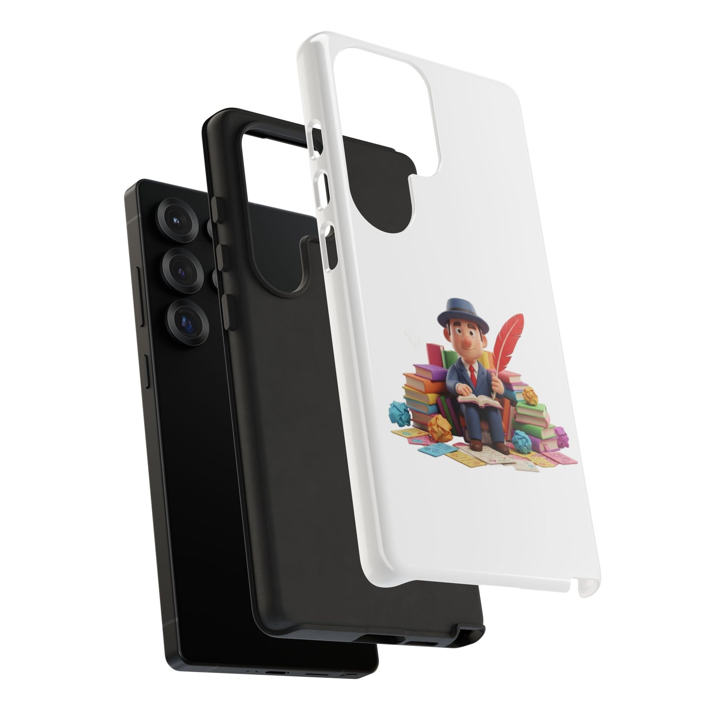 Samsung Bookworm Illustration Phone Case — Cute Scholar with Feather Pen