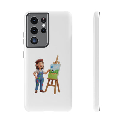 Samsung Handyhülle mit Künstlermotiv – Schutzhülle mit niedlicher Illustration einer Malerin