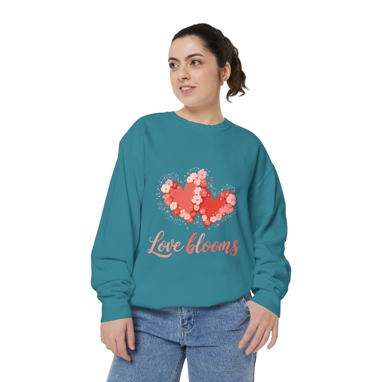 Love Blooms Heart Sweatshirt — Floral Valentine Pullover