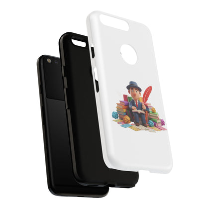 Google Author's Journey Phone Case — Cute Writer Illustration, Books & Quill Protective Cover
