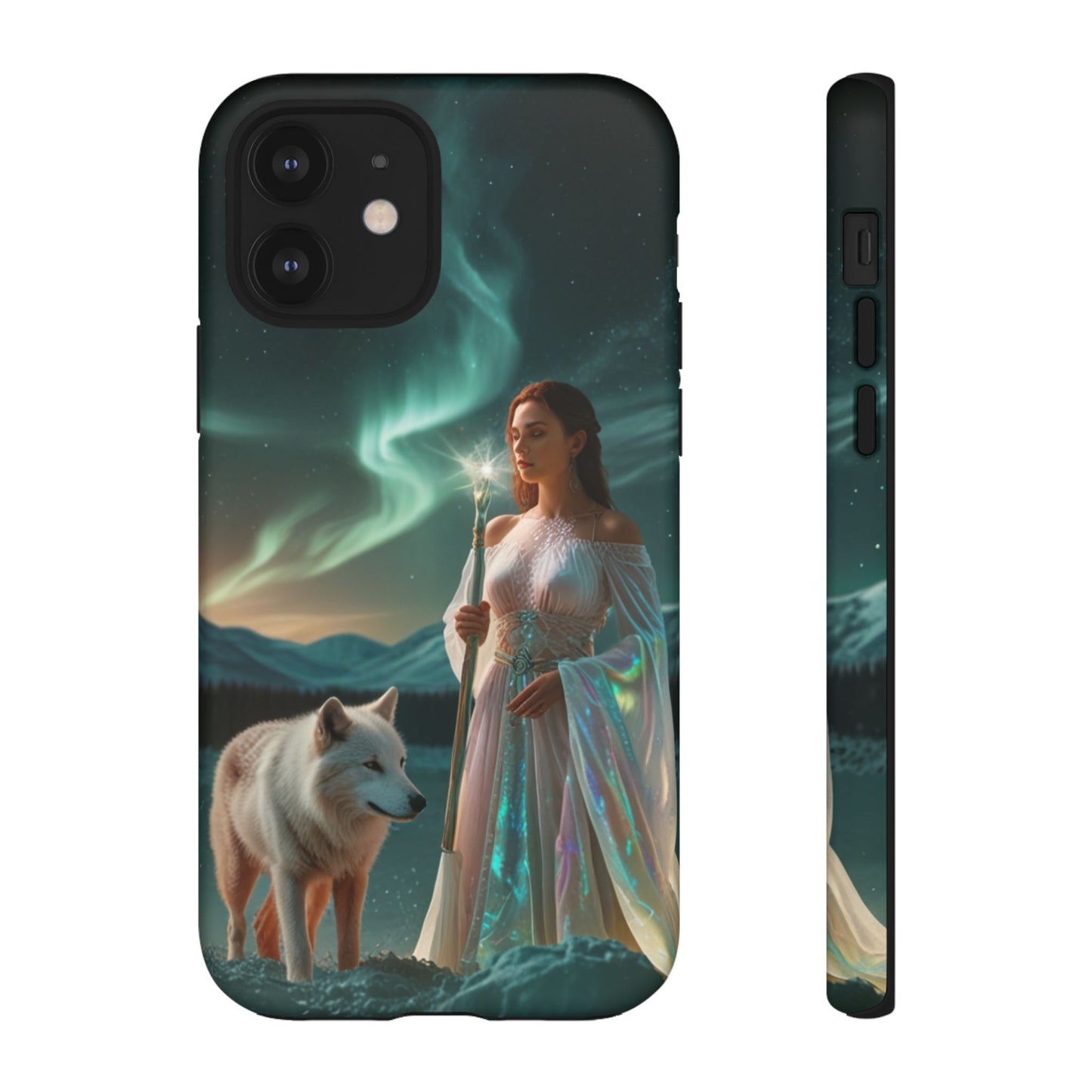 iPhone Mystic Guardian Phone Case — Aurora Wolf Woman Protective Cover