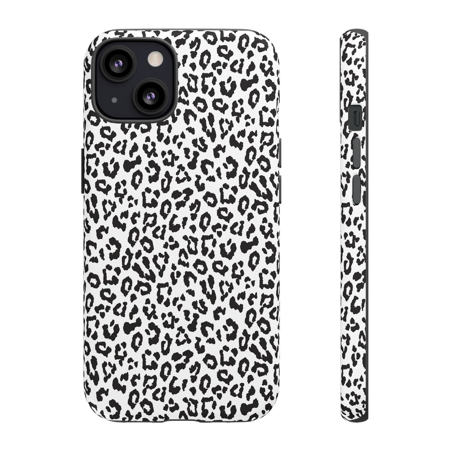 iPhone Leopard Print Tough Phone Case - Black & White Protective Cover
