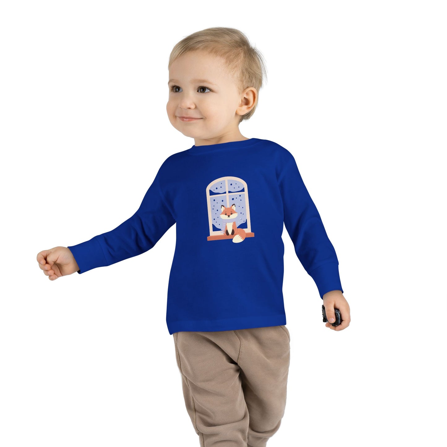 Toddler Long Sleeve Tee — Cozy Fox by Window Winter Sleepy Nursery Shirt