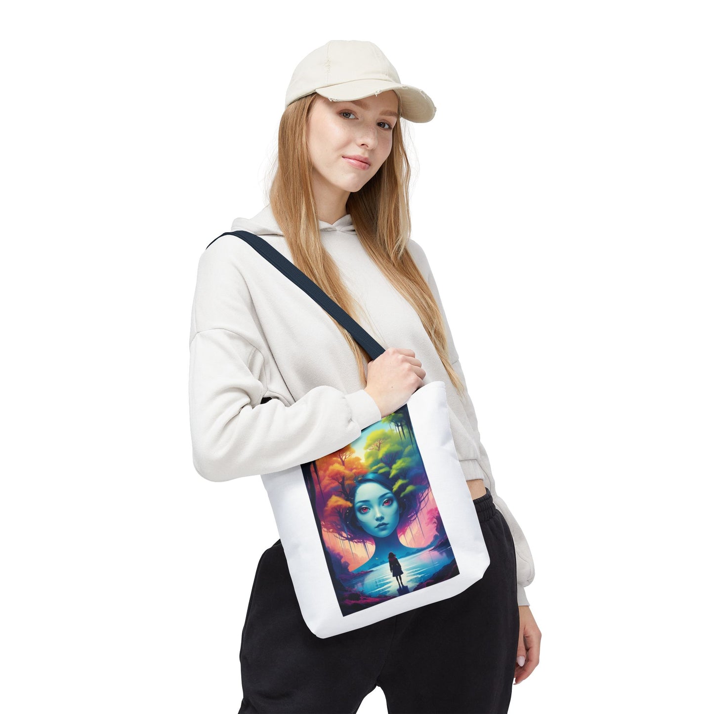 Dreamscape Portrait Tote Bag — Surreal Forest Girl Art