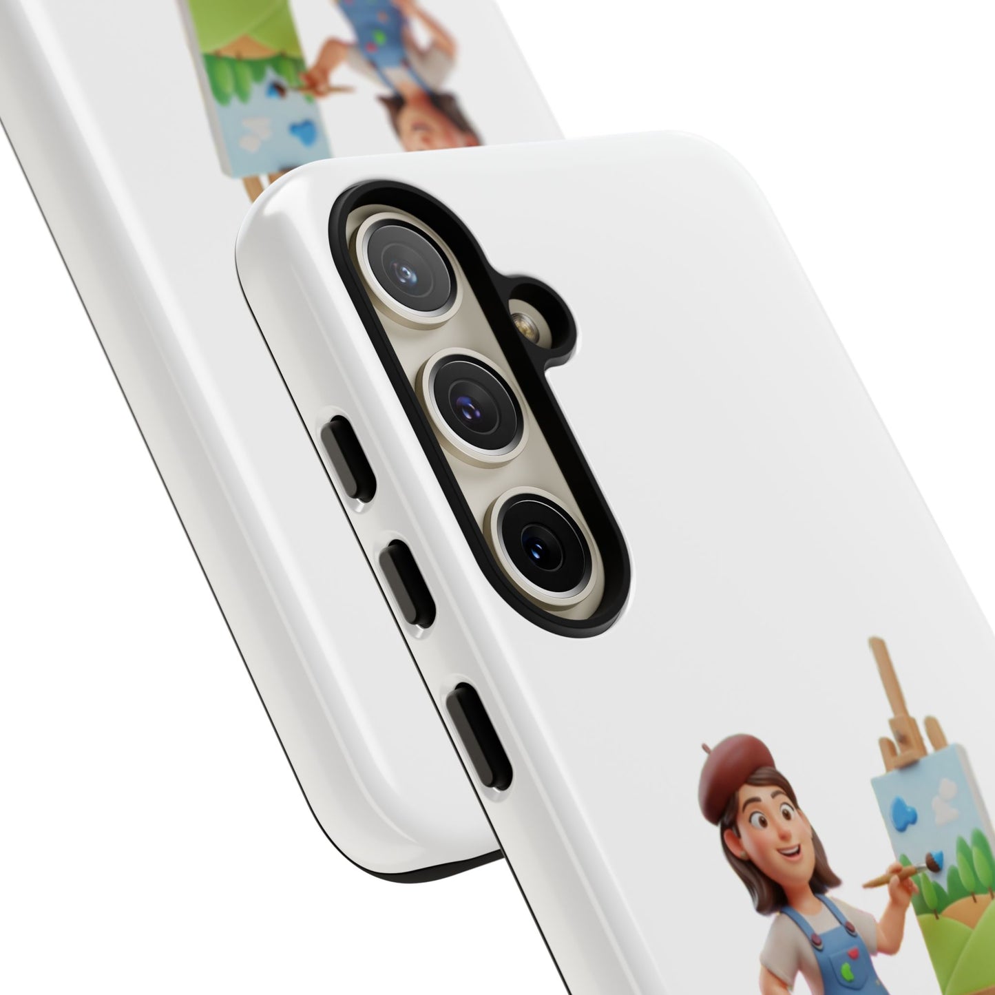 Samsung Handyhülle mit Künstlermotiv – Schutzhülle mit niedlicher Illustration einer Malerin