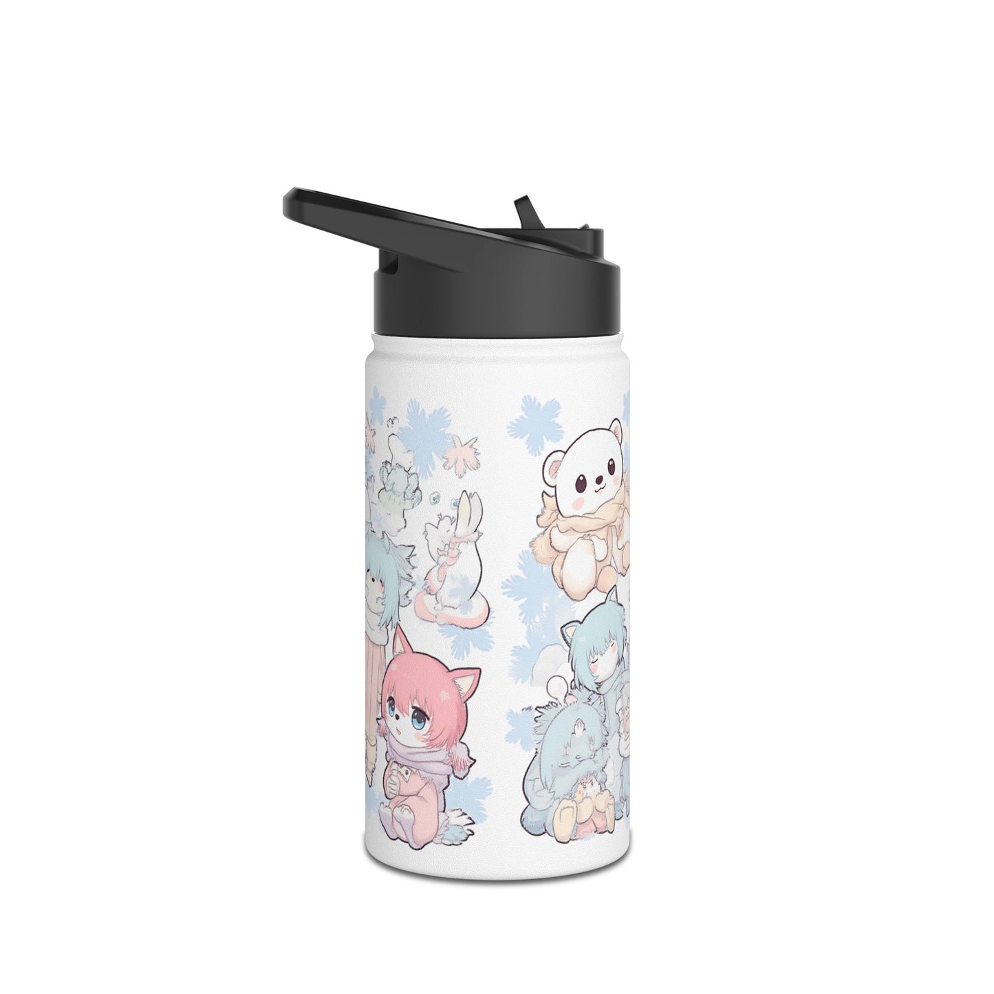 Wasserflasche aus Edelstahl mit niedlichen Kawaii-Wintermotiven
