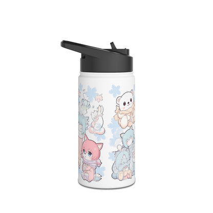 Wasserflasche aus Edelstahl mit niedlichen Kawaii-Wintermotiven