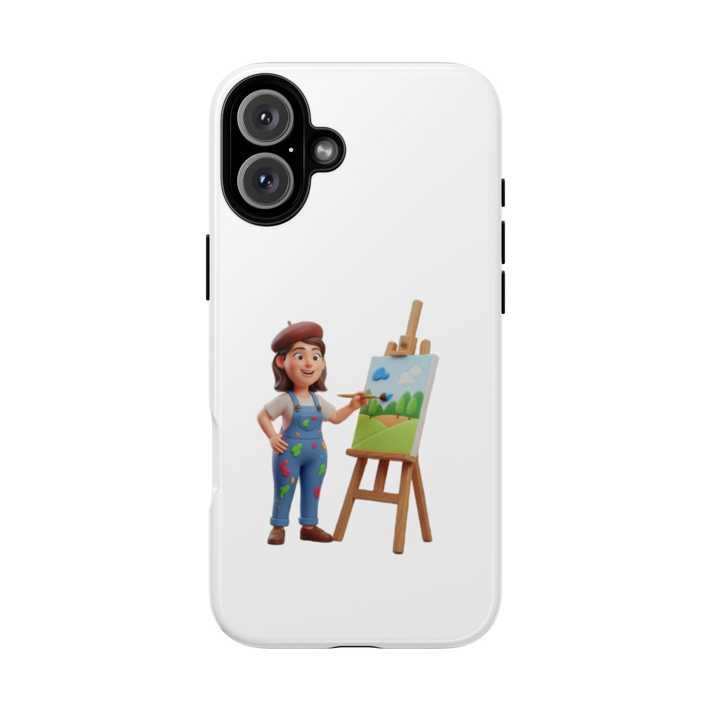 iPhone Artist Painter Phone Case — Cute Female Artist with Easel Protective iPhone Cover