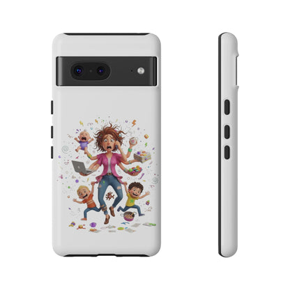 Funda para Google Phone - Diseño de caricatura de mamá frenética (Vida de mamá caótica y divertida)