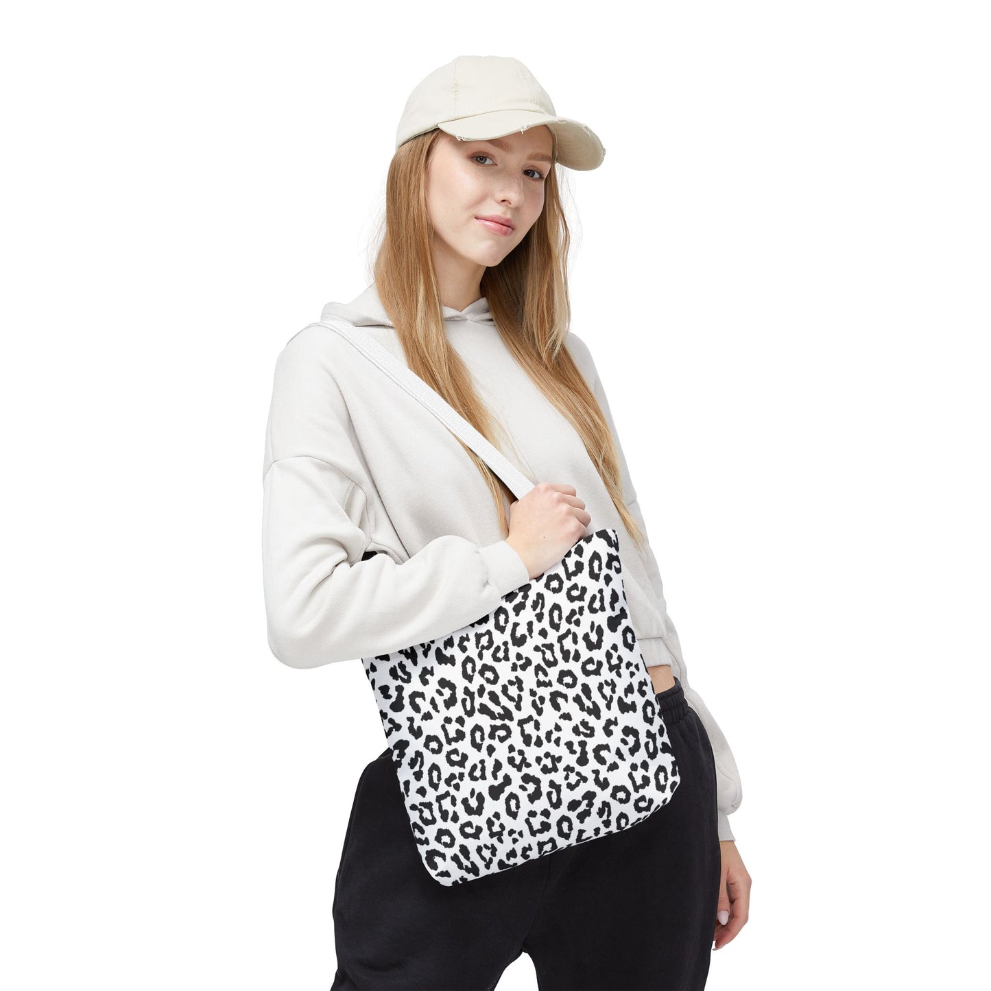 Leopard Print Tote Bag — Black & White All-Over-Print Shopper