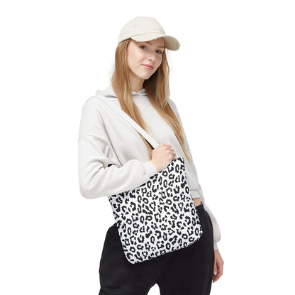 Leopard Print Tote Bag — Black & White All-Over-Print Shopper