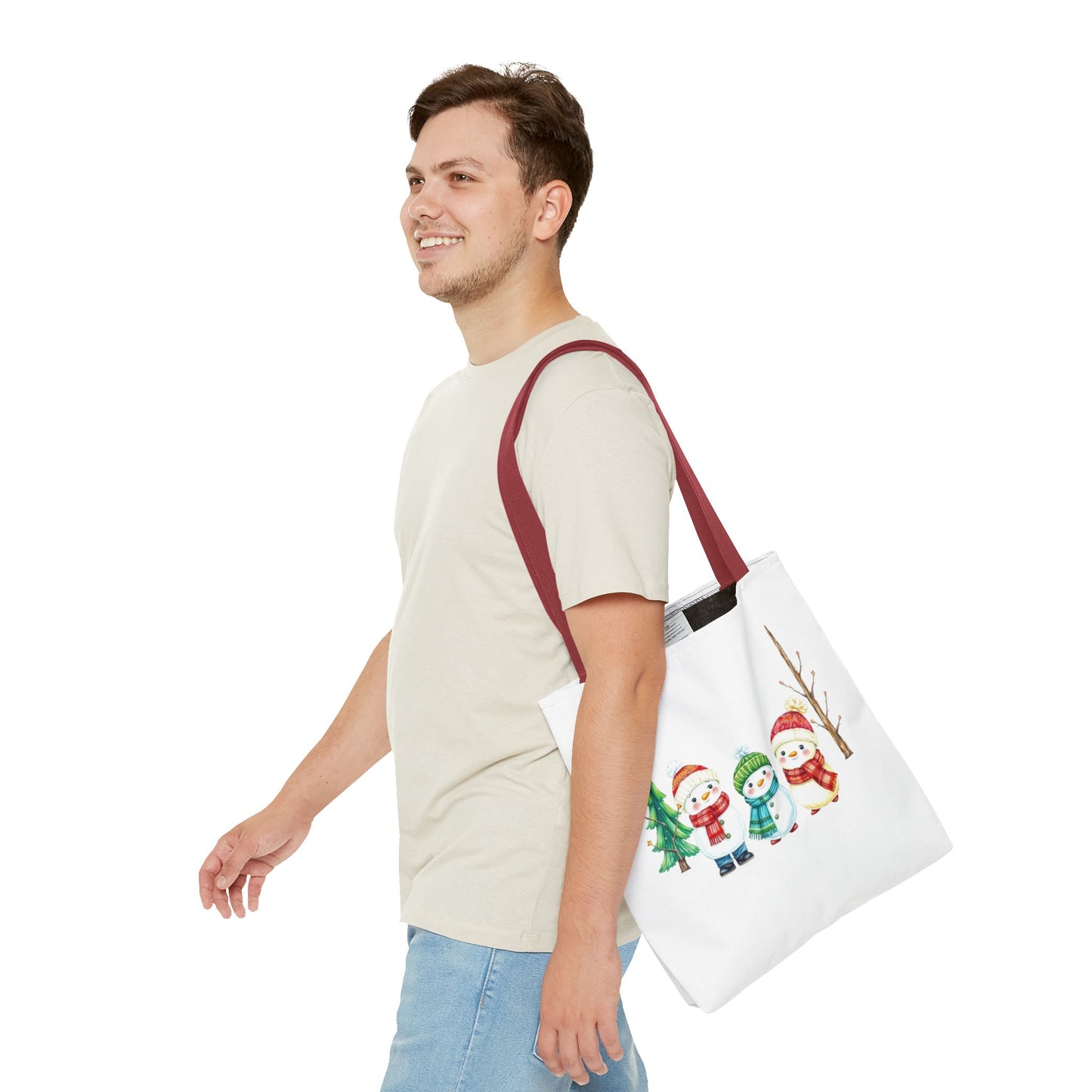 Christmas Snowman Tote Bag — Cute Holiday Winter Market Tote