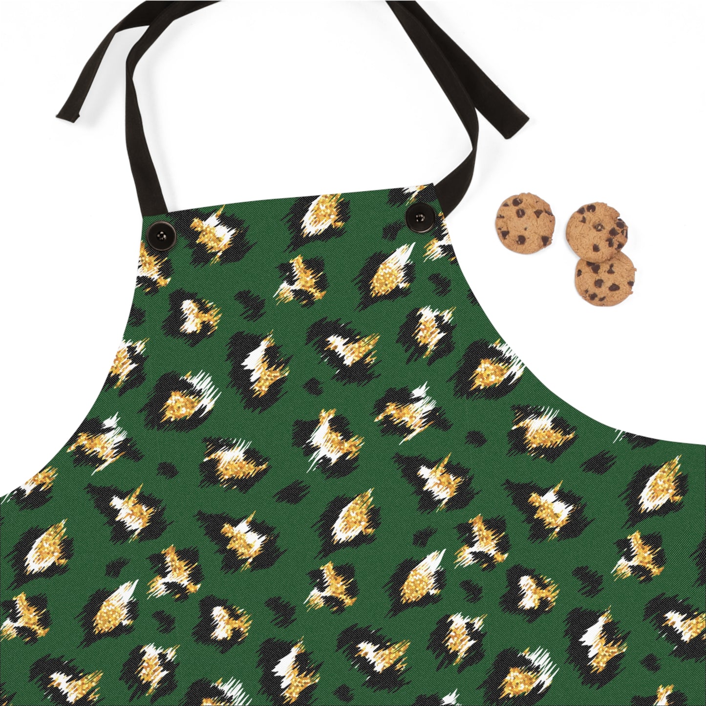 Green Leopard Print Apron — Stylish Animal Print Kitchen Apron